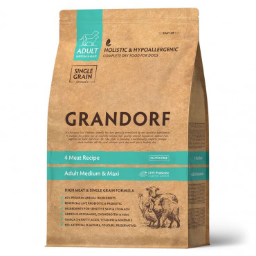 GRANDORF DOG 4 Meat PROBIOTIC MED&MAXI (4 мяса с пробиотиками для собак средних и крупных пород) 10 кг.
