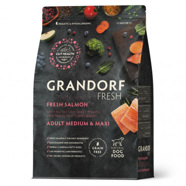 GRANDORF Fresh Dog Adult MED&MAXI Salmon&Sweet Potato (Свежее филе лосося с бататом для собак средних и крупных пород) 10 кг