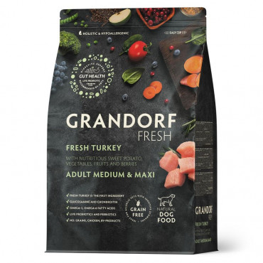 GRANDORF Fresh Dog Adult Med&Maxi Turkey&Sweet Potato (Свежее мясо индейки с бататом для собак средних и крупных пород) 10 кг