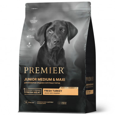 Premier Dog Turkey JUNIOR Medium&Maxi. Свежее мясо индейки для юниоров средних и крупных пород. 10 кг