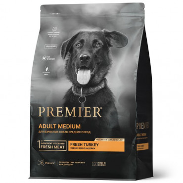Premier Dog Turkey ADULT Medium. Свежее мясо индейки для собак средний пород. 10 кг
