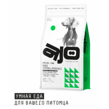 AJO Dog Mini Hypoallergenic Для взрослых собак миниатюрных и малых пород, склонных к аллергиям с гречкой. 12 кг
